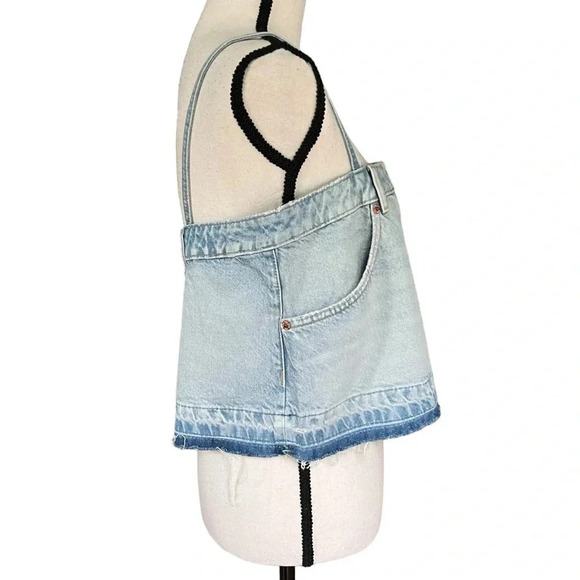 ZARA Womens Denim Cropped Top Size L Coastal Wear Beach Summer casual - Picture 5 of 11